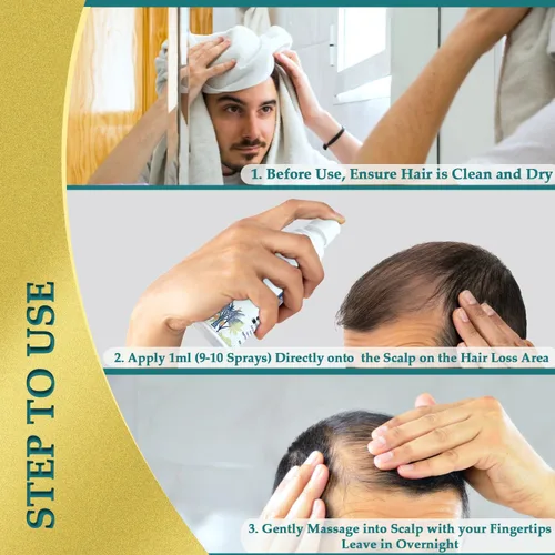 Miniatura 5 de Spray de aceite natural para el crecimiento del cabello: suero de romero Batana, biotina, cafeína, tratamiento para el cuidado del cuero cabelludo