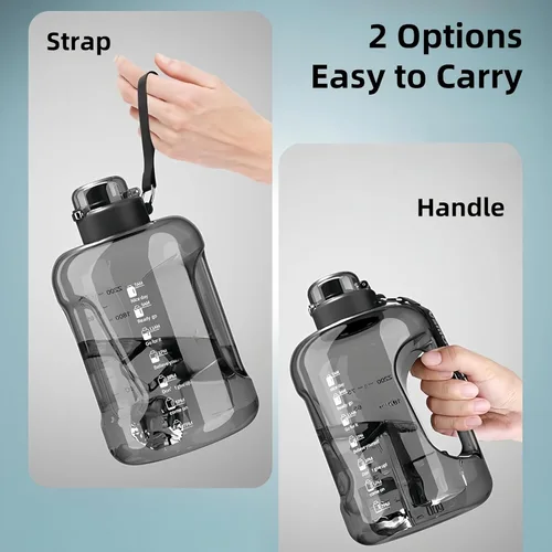 Miniatura 5 de Botella de agua motivacional de 50 onzas y 84 onzas, marca de tiempo, a prueba de fugas y sin BPA. Tapa 2 en 1 con pajilla, Tritan de grado