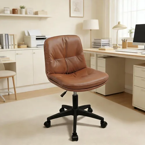 Miniatura 8 de Silla de oficina, silla de escritorio ergonómica con cojín acolchado y respaldo, altura ajustable y giro de 360°, silla de tareas sin brazos
