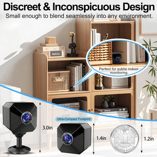 Miniatura 4 de Mini cámara – Mini cámara de seguridad inalámbrica 4K mejorada 2026, pequeña cámara WiFi para interiores con visión nocturna sin brillo, alertas