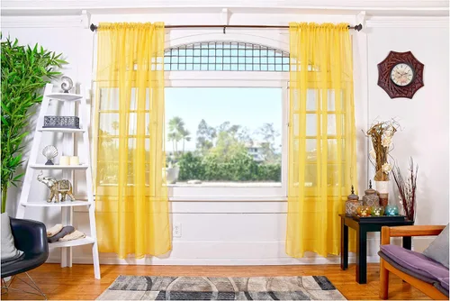 All American Collection - cortinas Doli transparentes, 2 unidades Amarillo mostaza