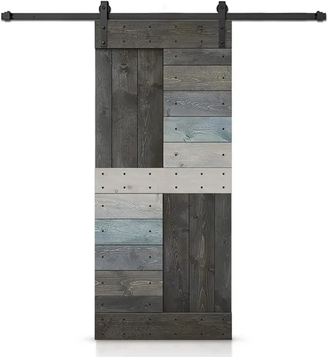 Miniatura 79 de TMS Serie N - Puerta corrediza interior de madera de pino anudada con kit de herrajes deslizantes (32 x 84 pulgadas, blanco)