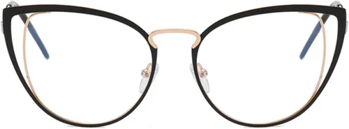 Miniatura 2 de Gafas de bloqueo de luz azul ojo de gato, montura de metal hipster, anteojos para mujer She Young con marco de oro rosa/lente de luz anti-azul Negro