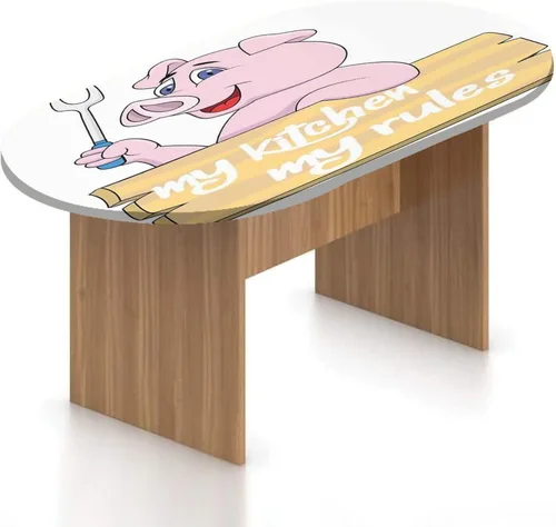 Mantel ovalado ajustable de poliéster elástico para cocina, diseño de cerdo de chef con pinzas para barbacoa, tenedor y tenedor estampado, se adapta
