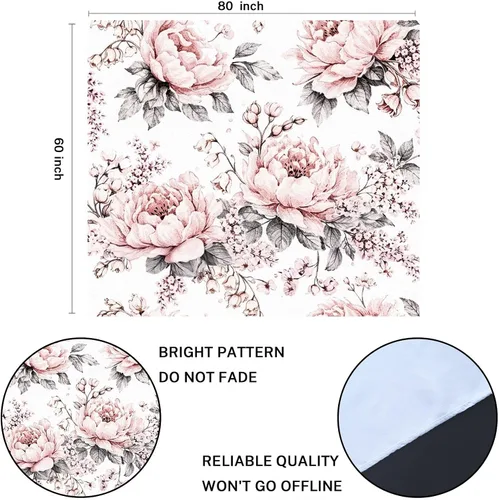 Miniatura 3 de Emvency Tapiz de flores y hojas rosas y grises, patrón floral de rosas, decoración del hogar, para colgar en la pared para sala de estar