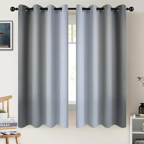 Miniatura 93 de COSVIYA Cortinas 100% Opacas Azul Degradado con Lazos Ajustables para Cocina Aislamiento Térmico Oscurecimiento de Habitación Cenefa con Bolsillo