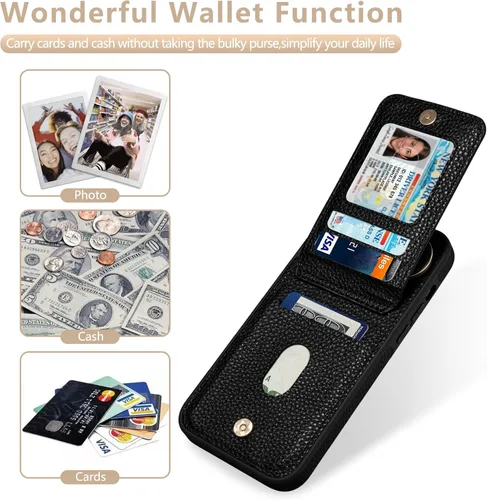 Miniatura 3 de Funda para iPhone 14 Pro Max de 6.7'', Funda Cartera Cruzada Desmontable con Ranuras para Tarjetas con Bloqueo RFID, Soporte de Anillo de 360°