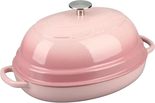 Miniatura 7 de EDGING CASTING Olla ovalada esmaltada de hierro fundido holandés con tapa, horno holandés de pan para hornear pan de masa madre, pan holandés, horno