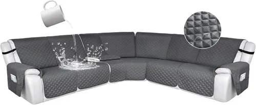Miniatura 57 de HDCAXKJ Fundas de sofá seccional reclinable 100% impermeable, forma de L, funda de sofá reclinable lavable acolchada suave para mascotas, perro