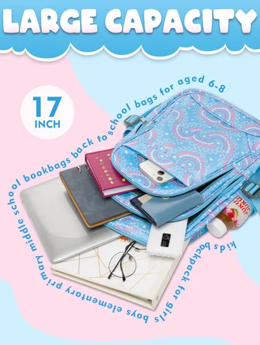 Miniatura 21 de BLUEFAIRY - Mochilas para niños y niñas, escuela primaria, jardín de niños