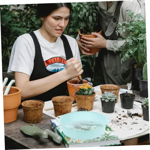 Miniatura 4 de Happyyami Tamiz de suciedad para jardín, tamiz de plástico para suelo, tamiz de suelo, filtro de malla, tamiz de suciedad con mango, herramienta