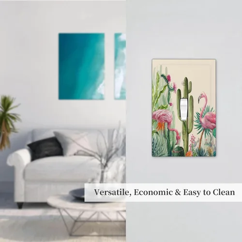 Miniatura 504 de Cubiertas de placa de pared de 3 gang con interruptor de luz de triple palanca, en negro y dorado con esplendor de oro rosa, estampado floral