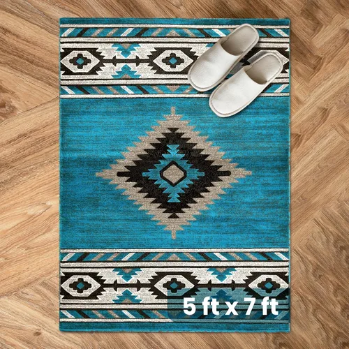 Miniatura 41 de YHSF South West - alfombra nativa americana del suroeste, fácil de limpiar, gruesa, suave y duradera, alfombra tribal inspirada en indios americanos