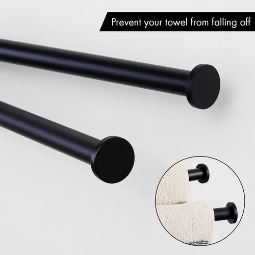 Miniatura 5 de KES Toallero giratorio negro de 9 pulgadas para baño, barra doble con giro de 2 brazos, para cocina, montado en la pared, de acero inoxidable SUS