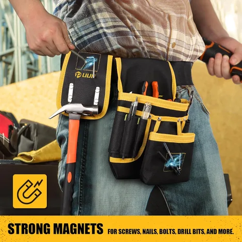Miniatura 3 de Cinturón de herramientas magnético para hombres, 26 bolsillos, bolsa de herramientas resistente, funda magnética, cinturón de herramientas
