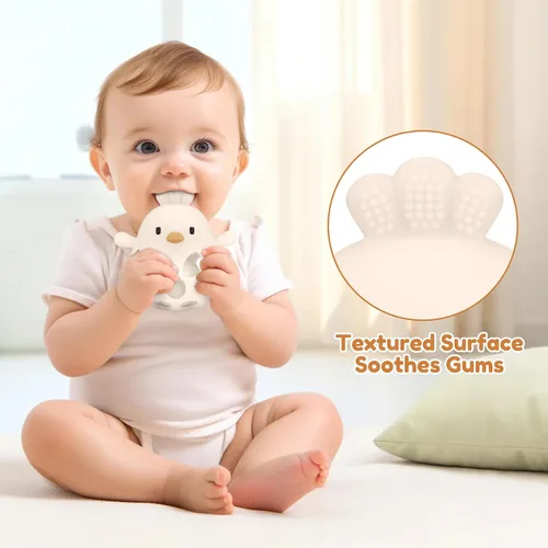 Miniatura 3 de MCGMITT Mordedores para bebés 3-6 meses, sonajas de silicona de fácil agarre para bebés 0-6 meses, juguetes Montessori para bebés sin BPA no tóxicos