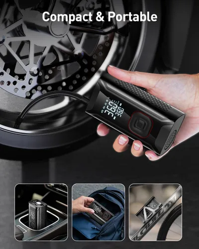 Miniatura 7 de Inflador de Neumáticos Compresor de Aire Portátil, Mini Bomba de Aire para Neumáticos de Coche, Bomba de Neumáticos de Bicicleta Eléctrica