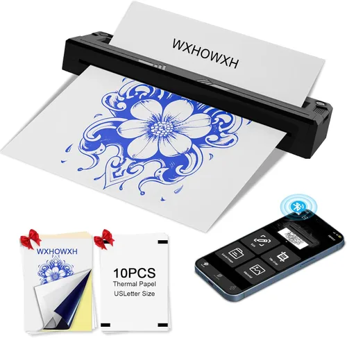 Impresora de plantillas de tatuaje, máquina de tatuaje para artistas y principiantes, sin papel de transferencia, impresora Bluetooth inalámbrica