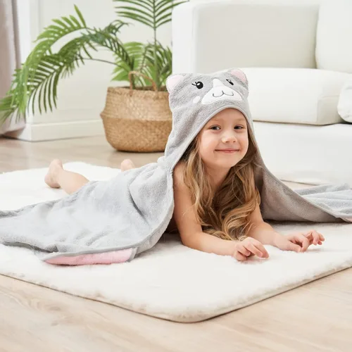 Miniatura 6 de Style Quarters - Toalla de baño con capucha 100 % algodón para niños, con bordado, grande de 50 x 24 pulgadas, toalla de playa de rizo suave