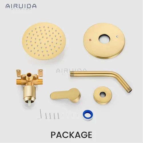 Miniatura 9 de Airuida Juego de grifo de ducha, cabezal de ducha redondo de 6 pulgadas, SUS304 de acero inoxidable de un solo mango, sistema de baño de montaje