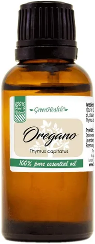 Aceite esencial de orégano - 100% puro y sin diluir - Botella de vidrio ámbar de 1 fl oz (1.0 fl oz) con cuentagotas Euro - GreenHealth