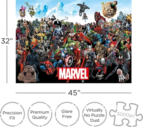 Miniatura 2 de AQUARIUS Marvel Puzzle Cast (rompecabezas de 3000 piezas) – Mercancía y coleccionables con licencia oficial de Marvel – Sin deslumbramiento – Ajuste