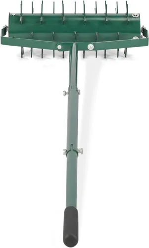 Miniatura 9 de Aireador de césped rodante, herramienta de aireación manual resistente de 18 pulgadas, rodillo aireador de picos de césped con mango ajustable de 49