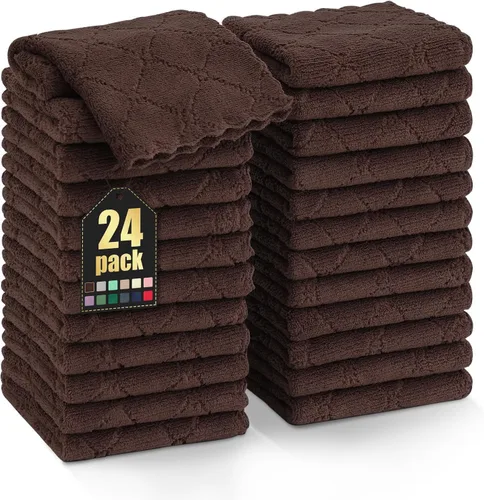 Miniatura 69 de Homaxy - Paquete de 12 trapos de cocina (10 x 10 pulgadas, morado), de terciopelo coral, supersuaves y absorbentes, de secado rápido, paño