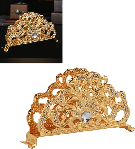 Miniatura 6 de Servilletero de metal dorado, dispensador de pañuelos, organizador de servilletas de mesa para cocina, restaurante, cena, fiesta, decoración de mesa