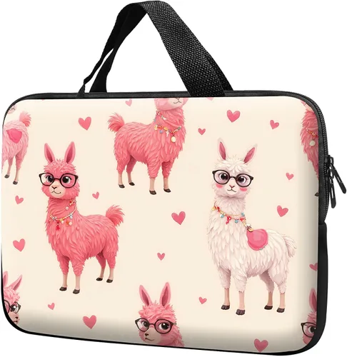 Miniatura 12 de Funda para laptop con asa de 10 pulgadas, impermeable, diseño de lentes de sol de alpaca, funda para computadora compatible con MacBook Air, Pro