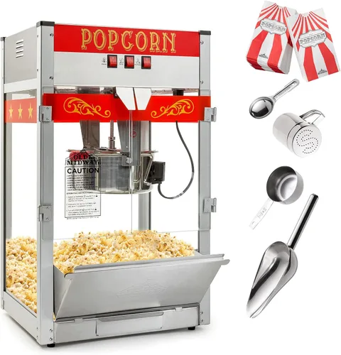 Miniatura 2 de Olde Midway - máquina de hacer palomitas estilo comercial, con hervidor de agua grande de 12 oz Rojo