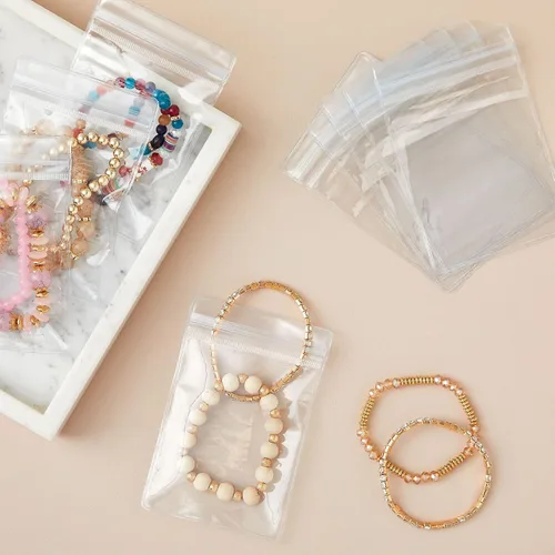 Miniatura 2 de Stockroom Plus Paquete de 100 bolsas de plástico transparente para joyas, aretes, collares, mini bolsas resellables para pequeñas empresas