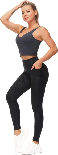 Miniatura 4 de The GYM People - Leggings de entrenamiento con control de abdomen y bolsillos pantalones de yoga atléticos de cintura alta para mujeres que corren