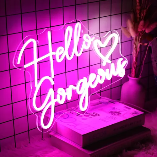 Miniatura 2 de Neonwall - Letrero de neón con texto en inglés "Hello Gorgeous para bodas, decoración de habitación de dormitorio, fiesta de cumpleaños, centro