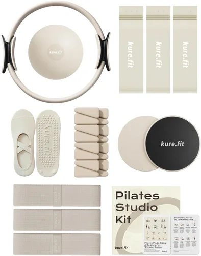 Miniatura 11 de Kit de pilates para mujer - Juego de equipo de pilates para el hogar con anillo, pelota y bandas de resistencia Kit de pilates con accesorios