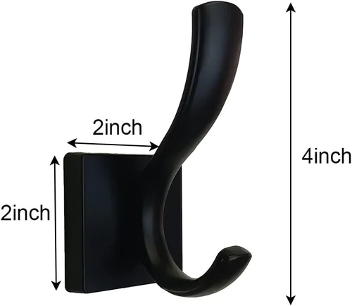 Miniatura 7 de Ganchos negros para toallas, soporte doble para toallas, abrigos y batas, ganchos de pared resistentes para baño, dormitorio, cocina, piscina, Negro