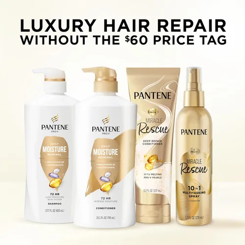 Miniatura 7 de Pantene Juego de champú y acondicionador, renovación diaria de la humedad, nutrientes Pro-V para cabello seco, teñido y lacio, hidratación