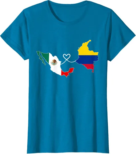 Miniatura 80 de Camiseta Half Colombian Half Mexican Flag Map DNA Mexico Colombia