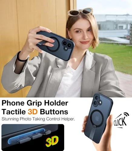 Miniatura 6 de TORRAS Funda magnética con soporte de 360° para iPhone 16, protección completa de la cámara, compatible con MagSafe, protección contra caídas