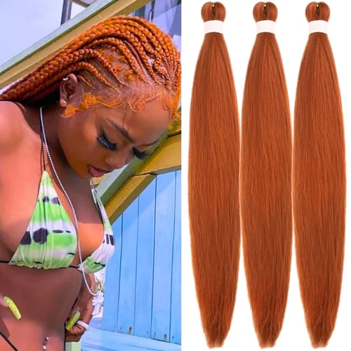 Miniatura 66 de Cabello trenzado verde azulado preestirado, hipoalergénico, sintético, color azul aguamarina, para trenzas y giros, extensiones de cabello largo