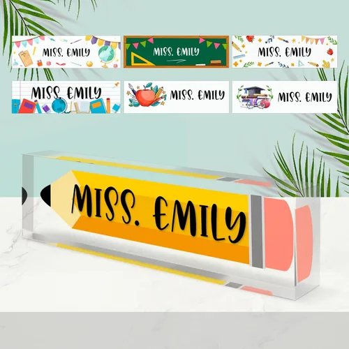 Miniatura 20 de Placa de Nombre Personalizada, Decoración de Oficina Personalizada - Accesorio de Escritorio de Acrílico, Regalos de Oficina para Empleados
