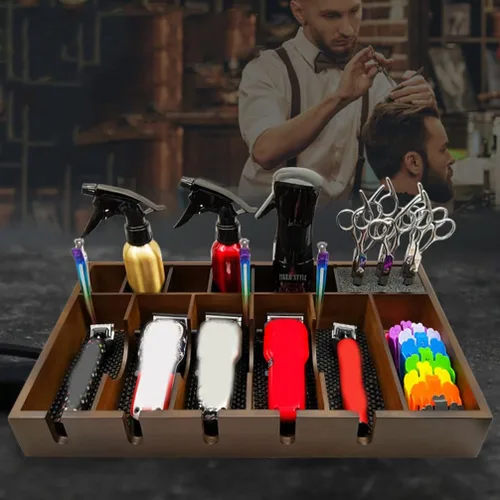 Miniatura 3 de Beaupretty Tijeras eléctricas, caja de almacenamiento de herramientas para el cabello, organizador de peluquería con gran capacidad, 17.91 x 11.02 x
