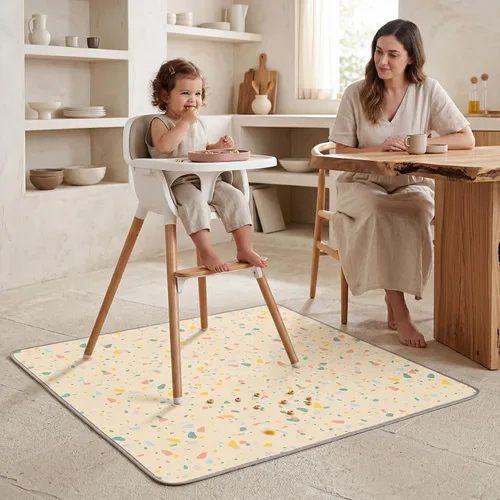 Miniatura 8 de Tapete antisalpicaduras para debajo de una silla alta, artes, manualidades, tapete antideslizante para salpicaduras de alimentos y derrames de 51