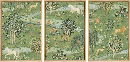 Miniatura 44 de SIGNWIN Lienzo enmarcado para pared, juego de arte sereno de pantanos con humedales verdes e ilustraciones de agua tranquila, arte moderno