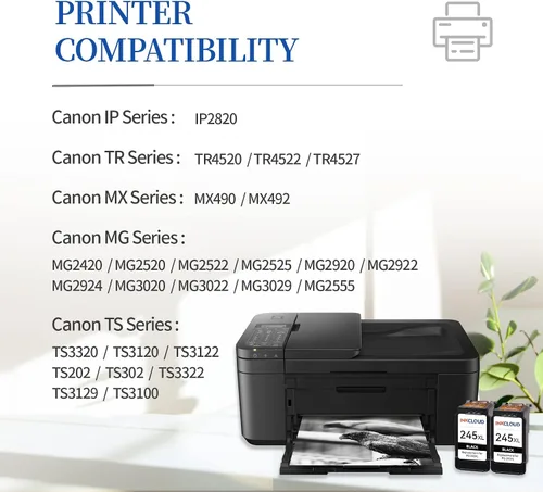 Miniatura 5 de Cartucho de tinta negro 245XL de repuesto para Canon 245XL PG-245XL 245 243 243XL para Canon PIXMA MX492 MX490 TR4520 TR4500 MG2522 TR4522 TR4500