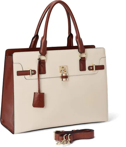Miniatura 8 de BOSTANTEN Maletín para mujer de 15.6 pulgadas, bolso de cuero para laptop vintage, elegante bolso de negocios para abogadas, bolsa de trabajo