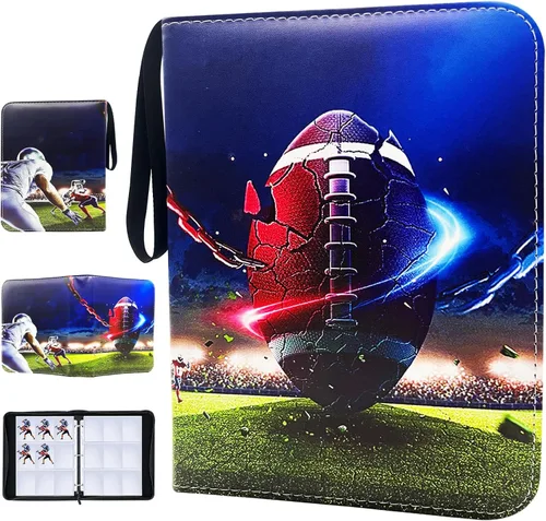 Carpeta de tarjetas de fútbol para 900 tarjetas, 9 bolsillos, colecciones de tarjetas, 50 páginas, soporte de tarjetas de doble cara con cremallera,