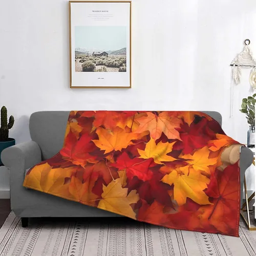 Miniatura 8 de Manta de franela estampada decorativa, hojas de otoño, manta suave para cama, sofá, decoración de silla, regalos para todas las estaciones, 60 x 50