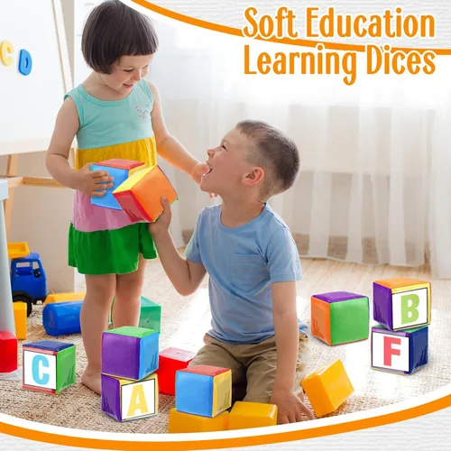 Miniatura 4 de 4 piezas de dados grandes de espuma con bolsillos, para hacer tú mismo, educación, jugar, cubos de dados suaves, aprendizaje y enseñanza, bloques