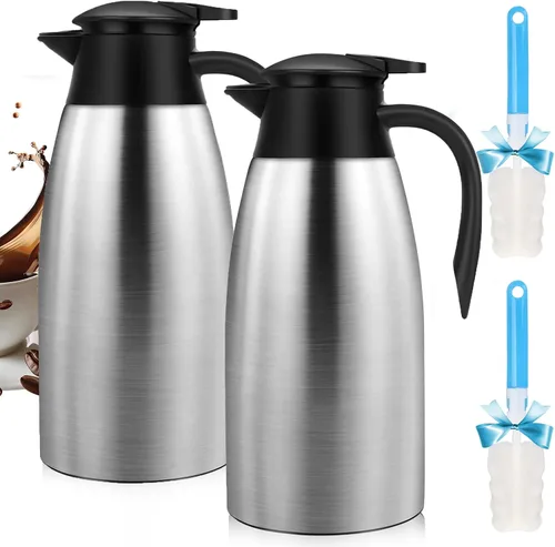 Miniatura 12 de Jarras térmicas de café de 68 onzas para mantener el calor, jarra térmica de acero inoxidable de 2 litros, jarra aislada al vacío de doble pared